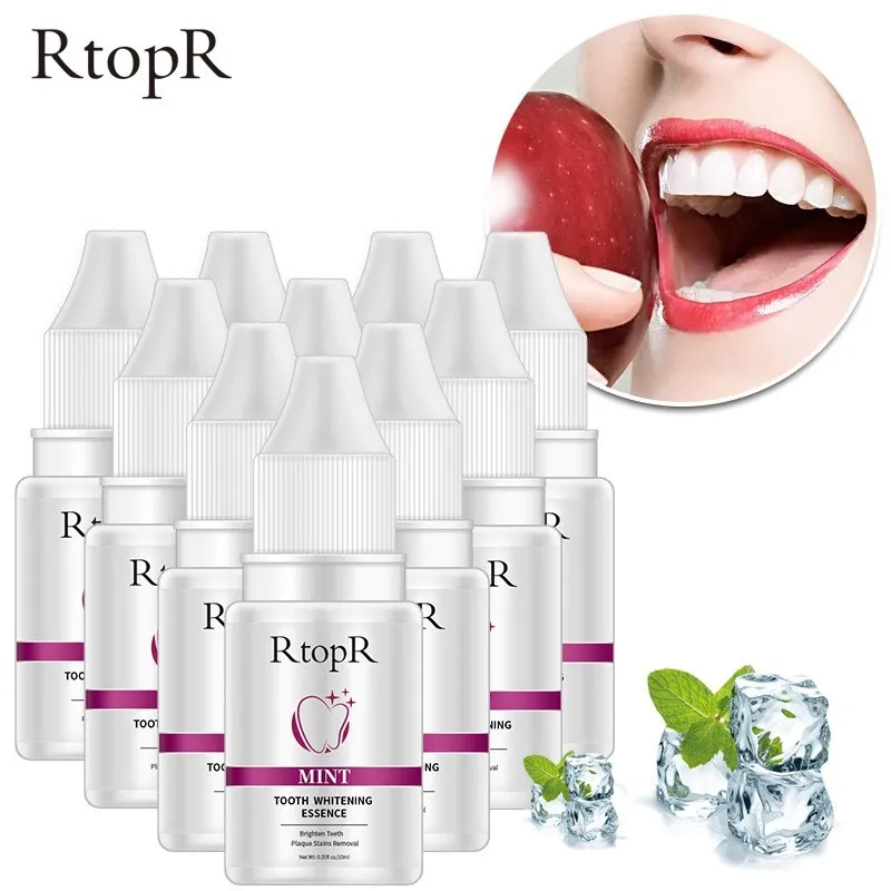 

10pcs RtopR Teeth Whitening Essence Protects Oral Hygiene Removes Dental Stains Increases Gloss Daily Use Protects Teeth