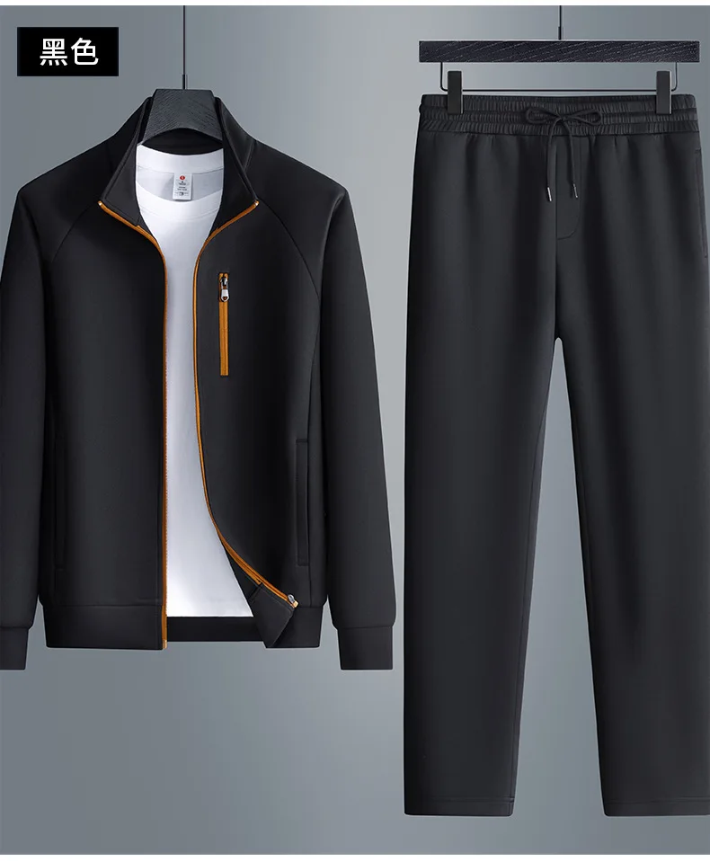 Herren Mode Locker Sitzender Stehkragen Sportanzug Langarm-Shirt Gerade Hose Weich Atmungsaktiv Herbst Streetwear Jogging Alltagskleidung – Detail 10