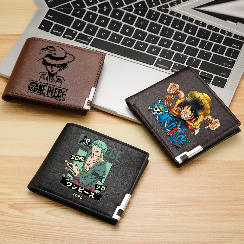 Мужской-кошелек-one-piece-с-Луффи-и-Зоро-короткий-кошелек-с-мультяшными-персонажами-держатель-для-кредитных-и-id-карт-черный-портмоне-аниме-кошелек-подарок