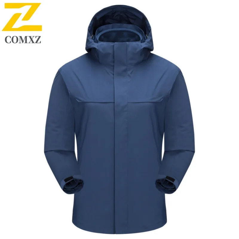 COMXZ الرجال سترة مضادة للماء الراحة المشي لمسافات طويلة السفر قسط مقنعين معطف دراجة نارية التخييم خفيفة الوزن الخريف الشتاء الملابس