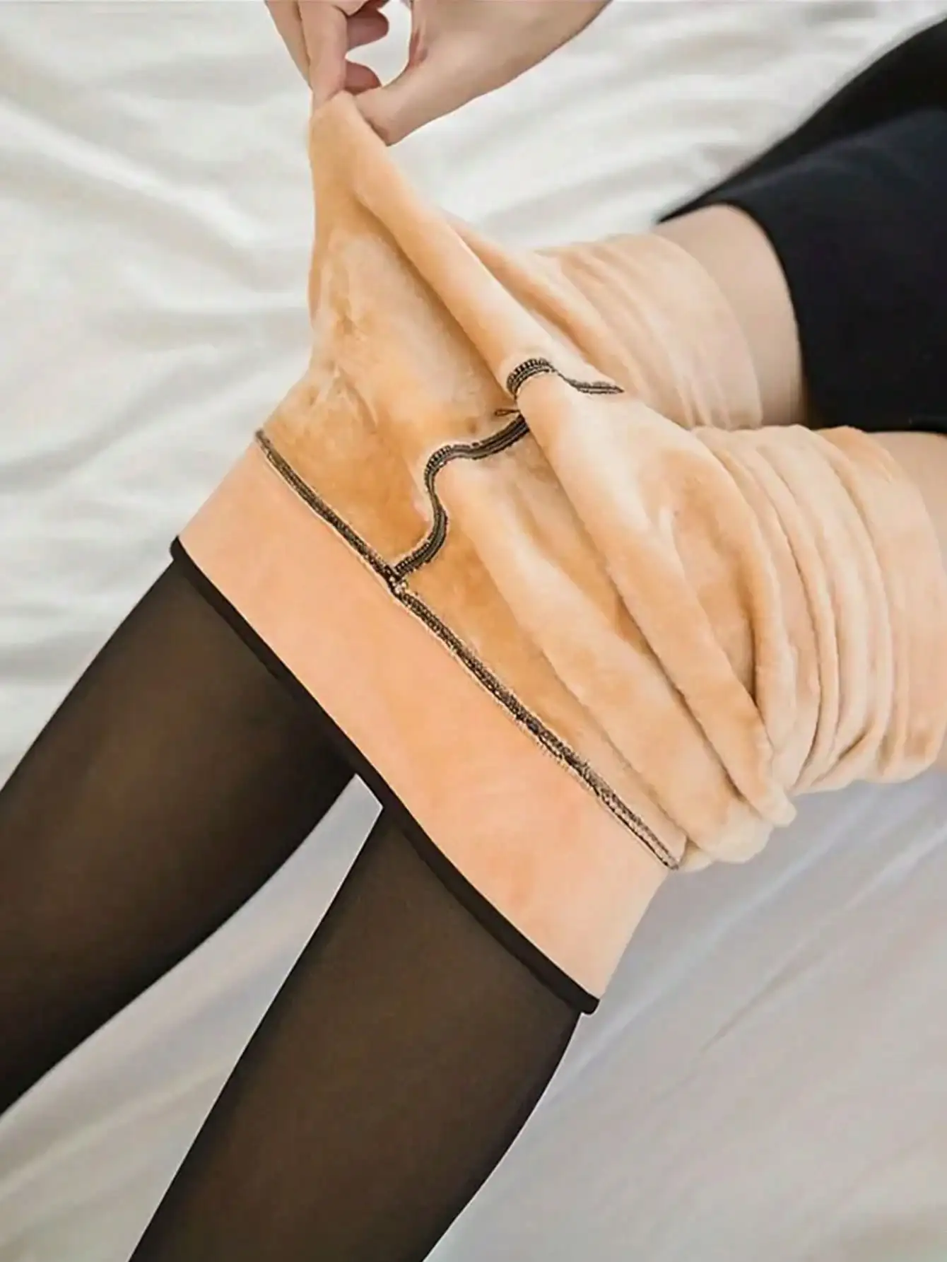 Plus Size Warm Fleece-Lined Tights for Women, Stretchy & Soft, 0-15°C Comfort