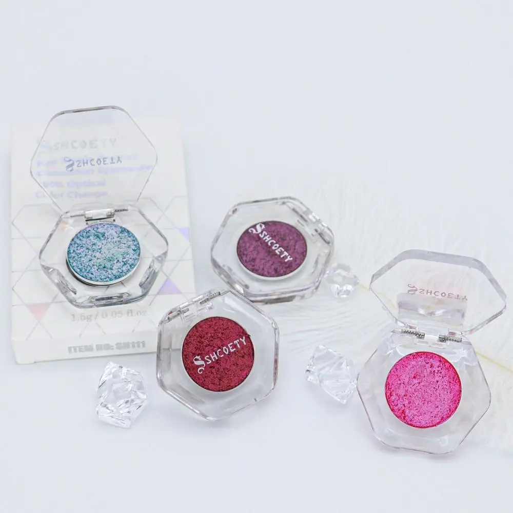 Multicolor High Gloss Chameleon Eyeshadow Pearlescent Long Lasting Glitter Eyeshadow Plate Fine Shining SweatProof