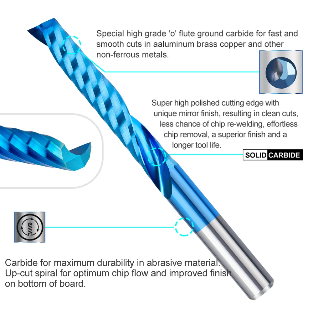 XCAN 1 Flute End Mill 1pc Carbide EndMill CNC Bit CNC Router Bit Single Flute Wood Milling Tools Milling Cutter 3.175 4 5 6 8mm