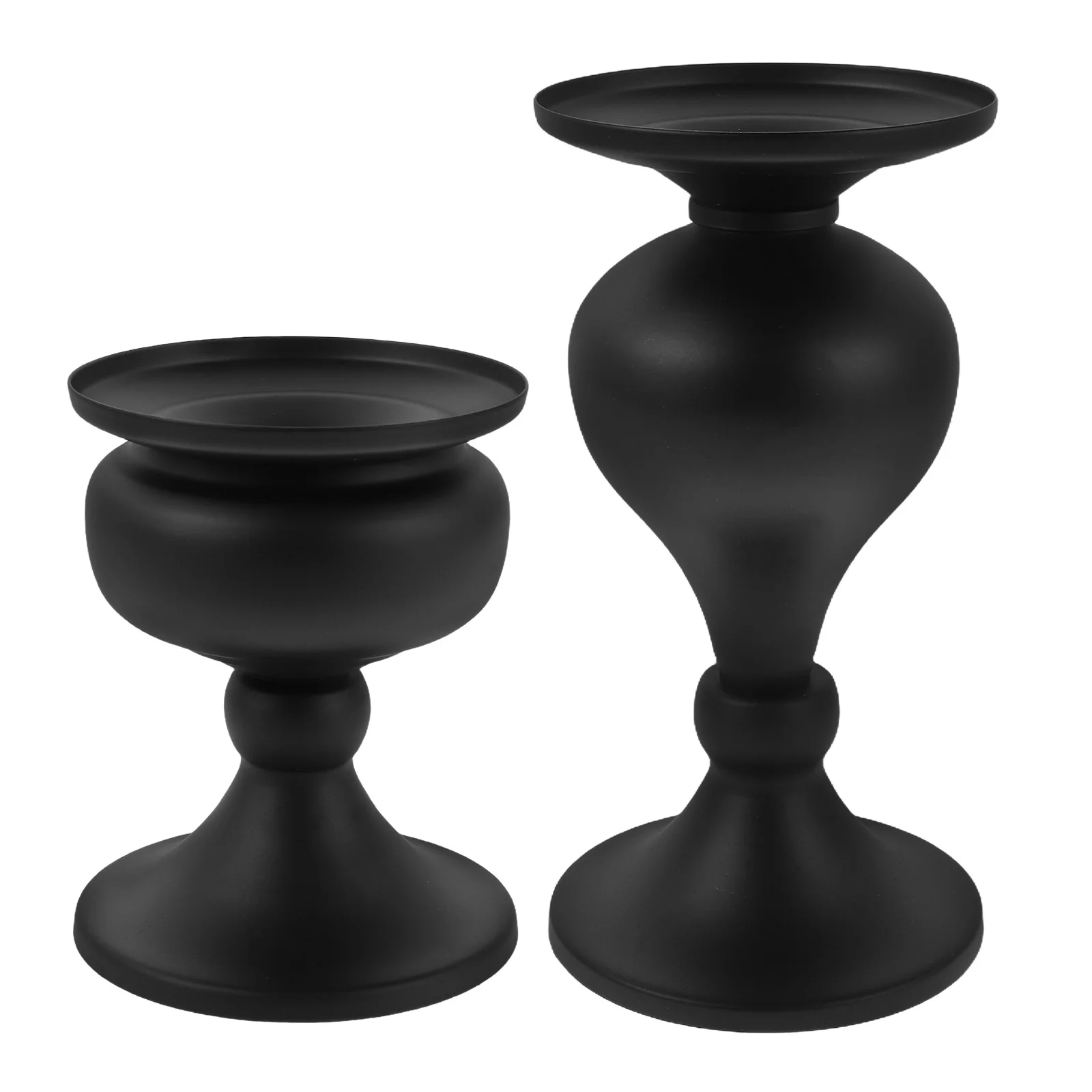 

2Pcs Pillar Holders Vintage Black Iron Stand Taper Candlestick for Table Centerpiece Wedding Dining Christmas