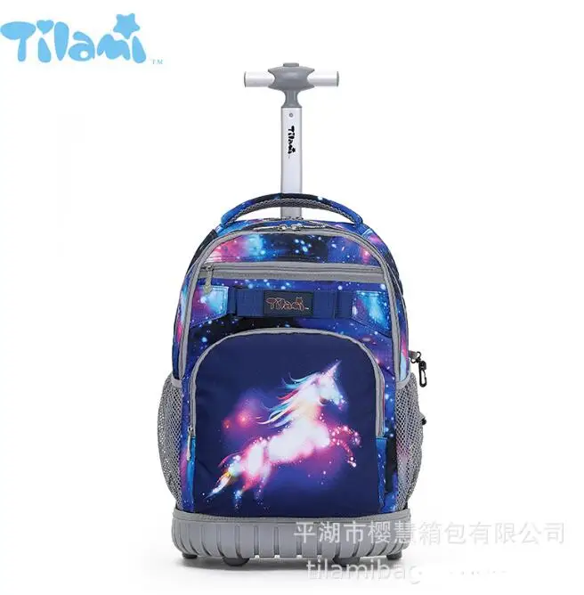 18 Inch School Rolling  Suitcase Kids Rolling Backpack 18 inch Rolling Laptop Backpack School Trolley Backpack Bag For girls