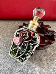Vintage Crystal Refillable Glass Rose Flower Perfume Bottle Empty Fragrance Short Home Art Decor Lady Wedding Gift