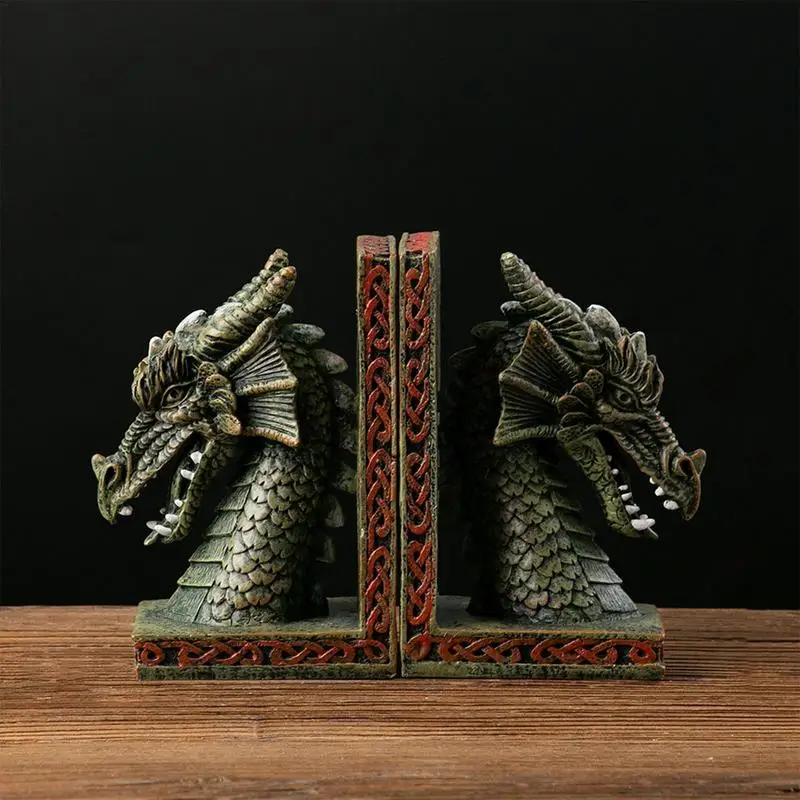 

Unique Chinese Dragon Bookends Resin Decorative Bookend Statues Desktop Ornament Figurines Miniatures For Bookshelf Decoration