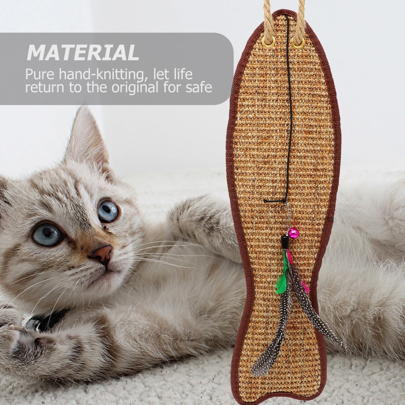 

1Pcs Fish Shaped Cat Scratching Pad Sisal Material Eco-Friendly Scratch Resistant Mat for Claw Grinding Hanging Plaything Winter