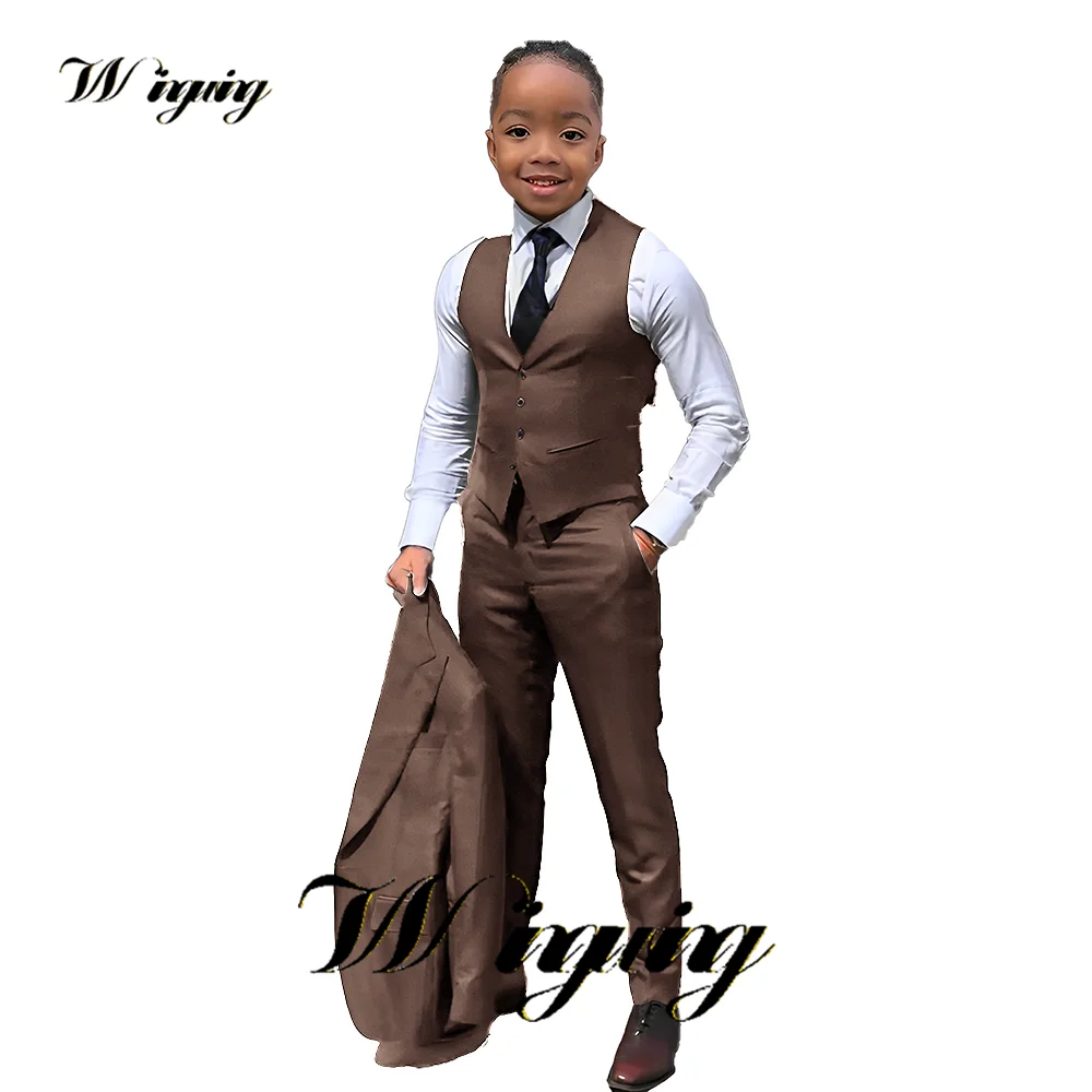 Suit for Boys Formal Wedding Tuxedo Jacket Pants Vest 3-piece Set Slim Fit Design Blazer Kids Custom Clothes Teen Stage Outfit