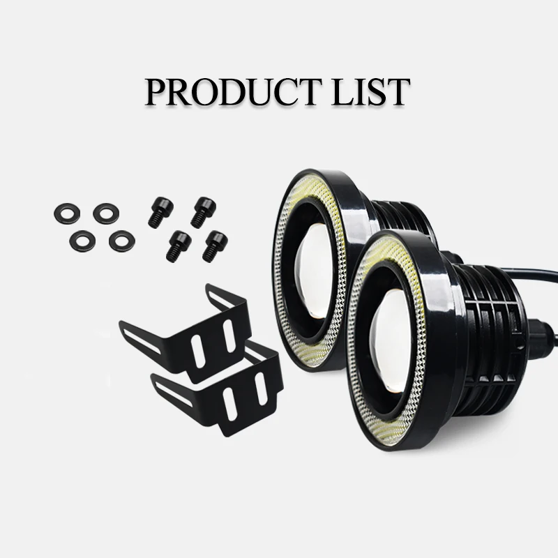 2Pcs COB LED Headlight Angel Eyes Bulb Waterproof Car Daytime Running Driving Lights Auto Fog Lamp 64mm 76mm 89mm Universal 12V