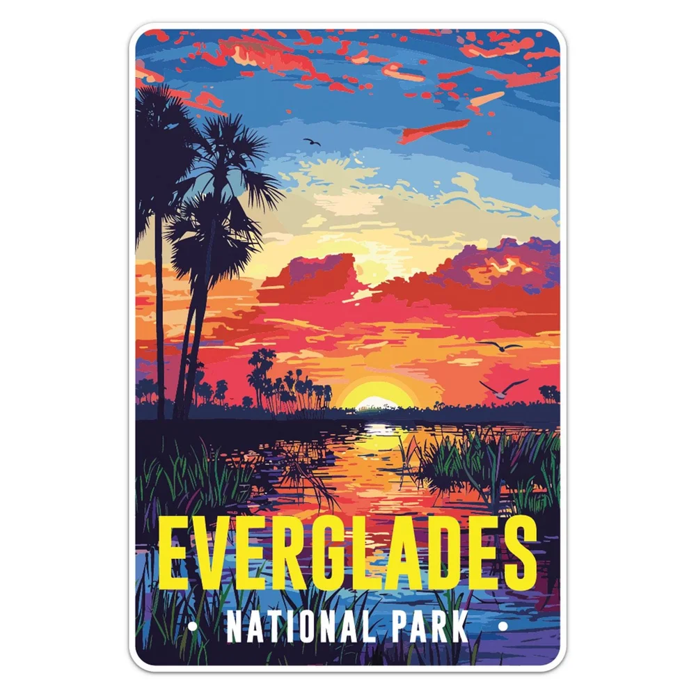Sunset Everglades National Park Vinyl Car Sticker Decorative Decal for Car Window and Travel Bag Travel Theme Decor