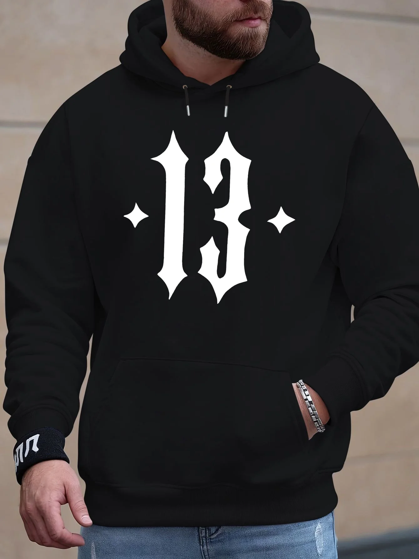 

Мужская толстовка с капюшоном и принтом номер 13, повседневный, удобный пуловер на осень и зиму, топ в повседневном стиле с длинными рукавами