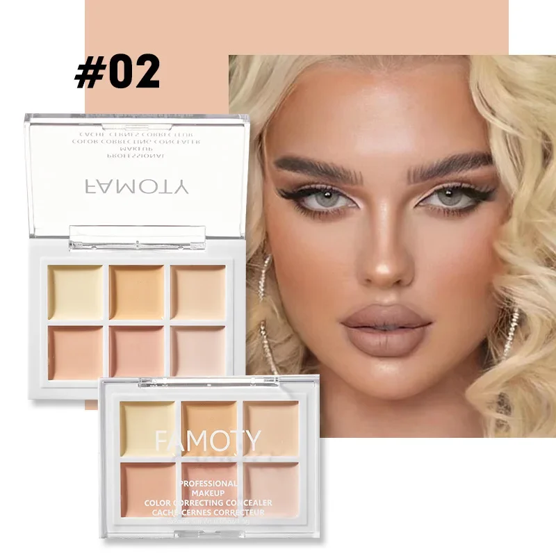 Concealer Palette Long-lasting Moisturize Concealer Cream Bronzer Contouring Brightening Highlighter Face Color Corrector 6color