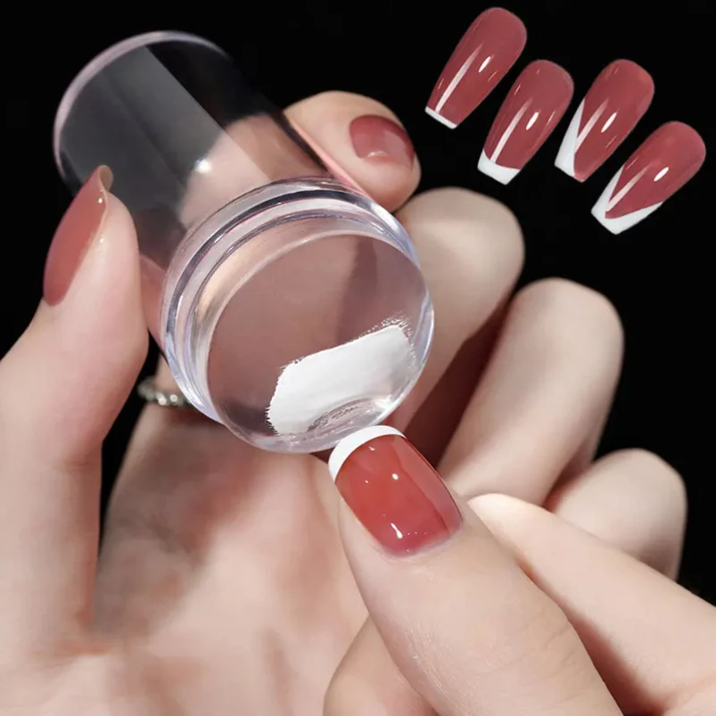 Tampon à ongles en silicone transparent avec grattoir, ensemble d'outils d'estampage, MSI, kits de manucure française, N64, 2 pièces