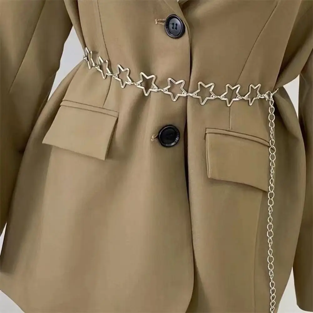 Fashion Punk Style Metal Waist Belts Hollow Out Stars Retro Decorative Chain Belt Clothing Accessories Dress Waist Chain