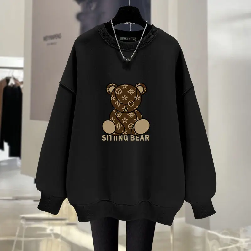 Women Clothing Fashion Cartoon Printed Hoodies Autumn Winter New Vintage Casual Loose Sweatshirts Long Sleeve Top Pullovers