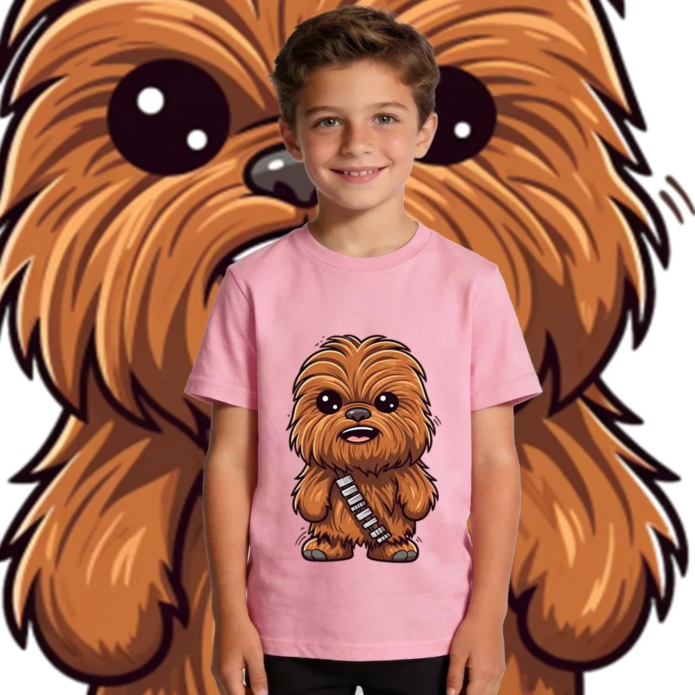 Star Wars Little Chewbacca Cartoon Print Kids Yellow T Shirt Light Short Sleeve Trendy Casual Wear For Little Boys view 3