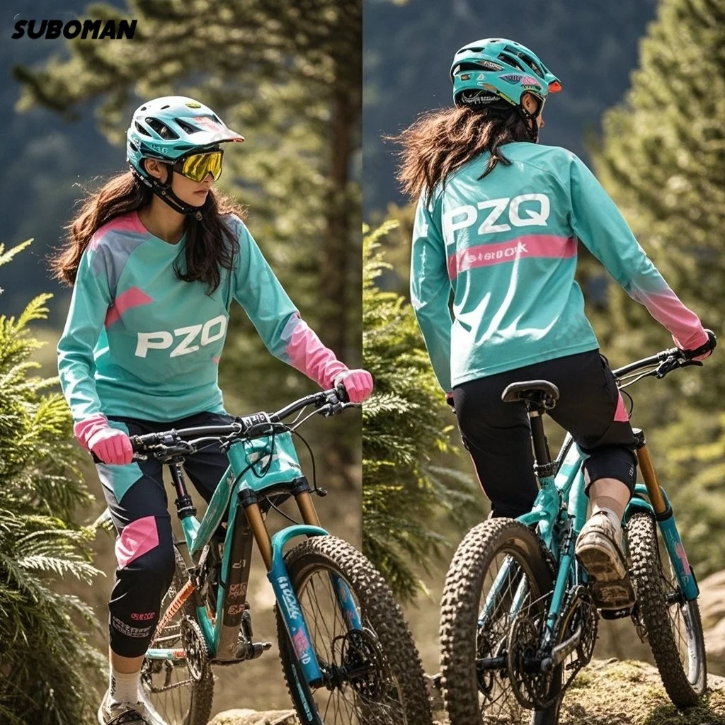 

New Men Downhill Long Sleeved Bicycle Tops Mountain Bike Breathable Moisture Absorbing Soft and Quick Drying Jersey PZQ T-shirt
