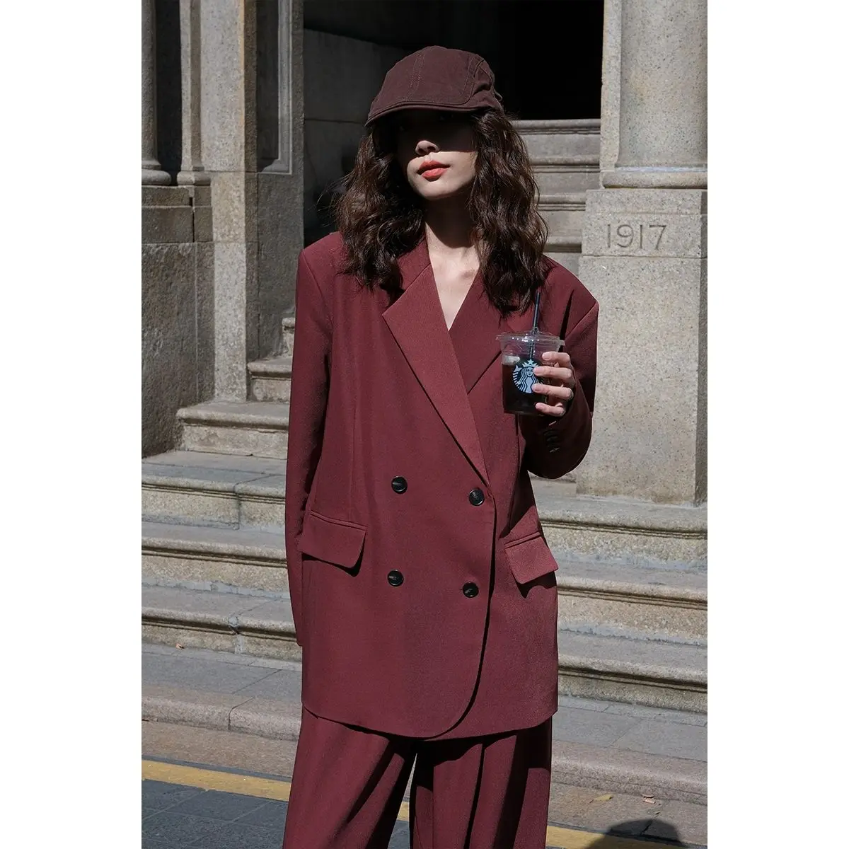 2-A2 Small suit jacket for women 2023 new spring Korean style wide-legged long pantual pants women's suit two-piece suit