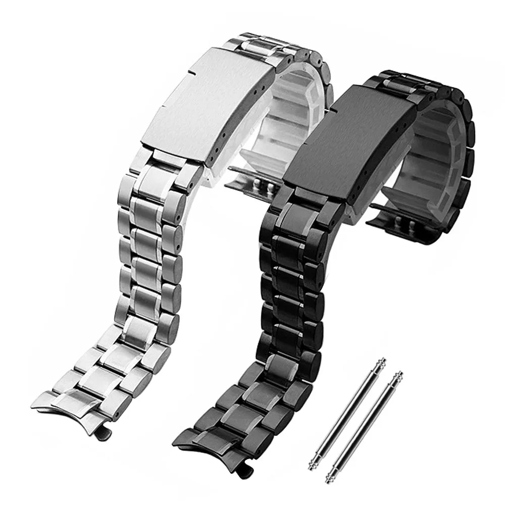 

Curved End Watch Strap 18mm 20mm 22mm 24mm 316L Solid Stainless Steel Watch Band Men Women Universal Folding Clasp Wristband