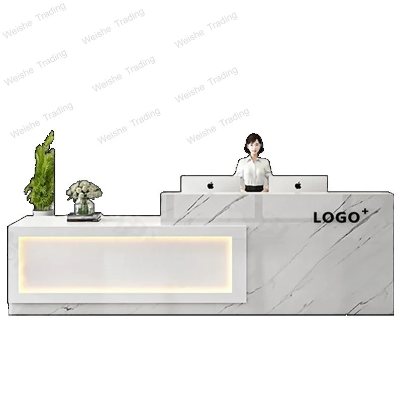 

Wooden Stylish Reception Desks Glamour Modern Beauty Salon Office Checkout Reception Desks Commercial Furniture