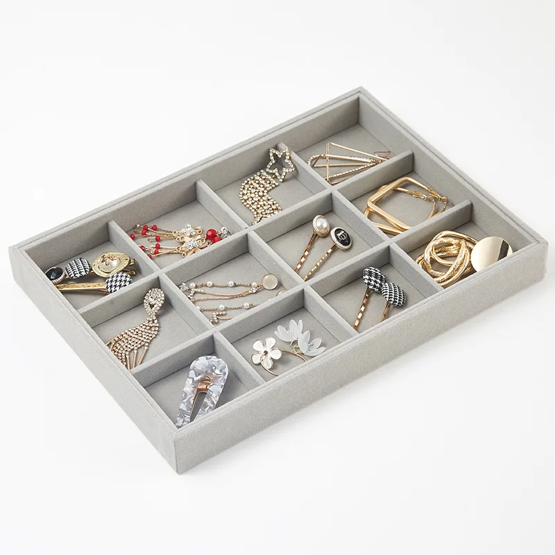 Large Velvet Jewelry Tray Earring Ring Storage Box Ear Studs Ornament Display Tray Jewelry Organizer Gift Box Portable Showcase
