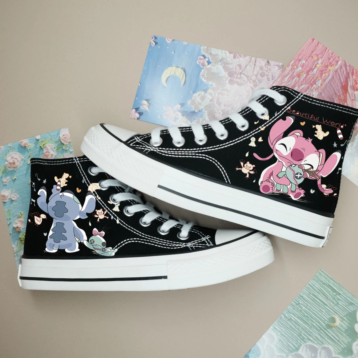 

Hello Kitty Spring and Autumn Stitch Lots-o '- Huggin' Bear Canvas Shoes Student Girl Cute Sports Board Shoes Casual Shoes