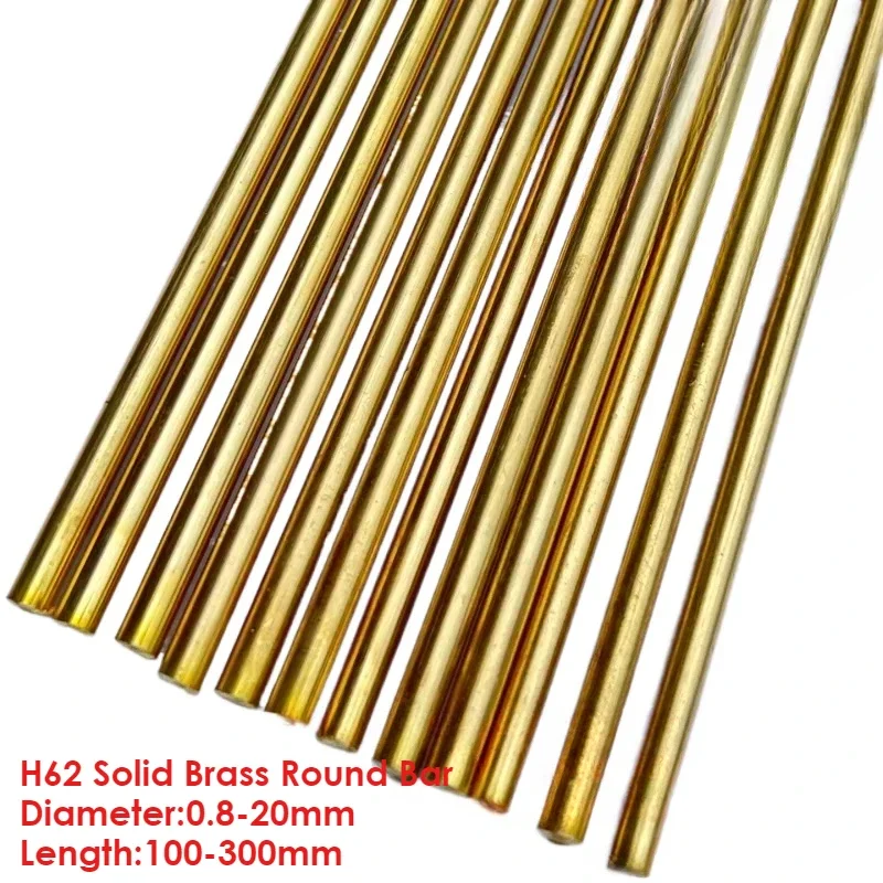 Diameter 0.8-20mm H62 Solid Brass Round Bar Rod Metal CNC Tools DIY Parts