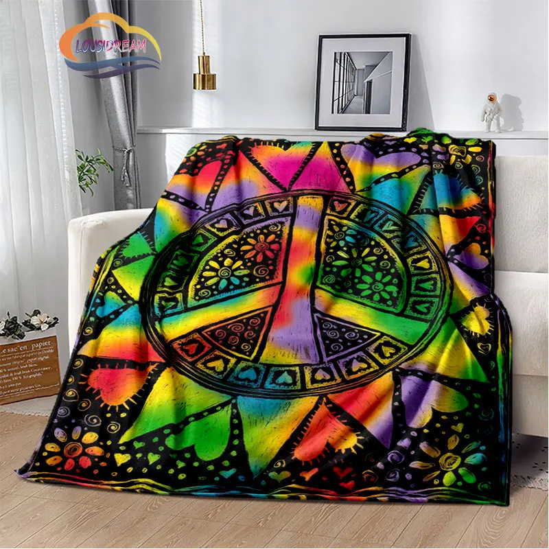 

Love peace styles elements retro symbol Blanket Peace sign Soft Lightweight Flannel for Living Room Sofa