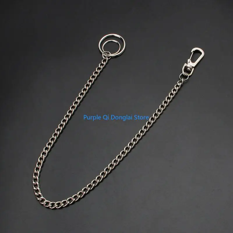L21E Silver Mental Long for Key Chain Pants Jeans Hiphop Biker Secure Travel Wallet Chain with Lobster Clasps Anti-Lost Jewel