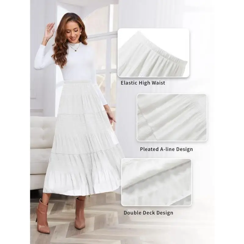 

Женская плиссированная шифоновая юбка с высокой талией и эластичной резинкой на талии, повседневный спортивный костюм, футболка Seven Sve, брюки, осенняя мода