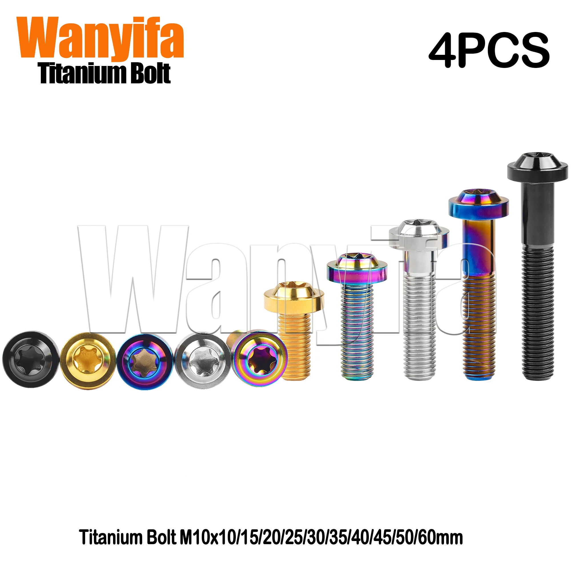 

Wanyifa Titanium Bolt M10x10/15/20/25/30/35/40/45/50/60mm Disc Torx Sleeve Head Screws for Motorcycle Part Pitch 1.5mm