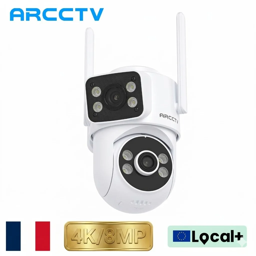 ARCCTV Dual-Objektiv 4K 8MP WLAN-Überwachungskamera HD Zwei-Wege-Kommunikation Automatische Verfolgung Außen-Sicherheitskamera Farbnachtsicht