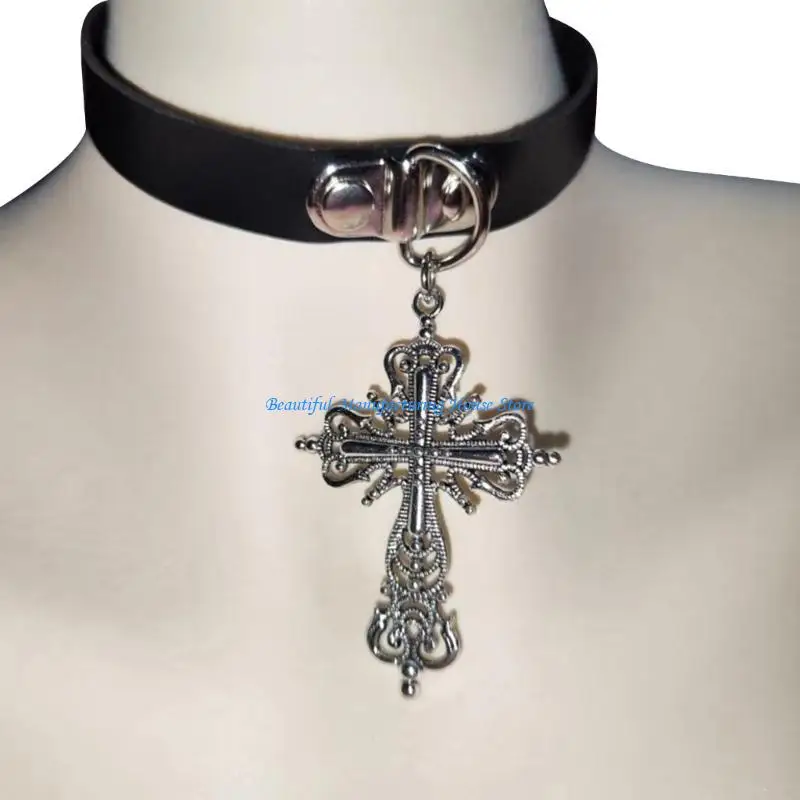 

E56A Pink Leopard Print Pendant Choker Necklace Sexy Choker Necklace