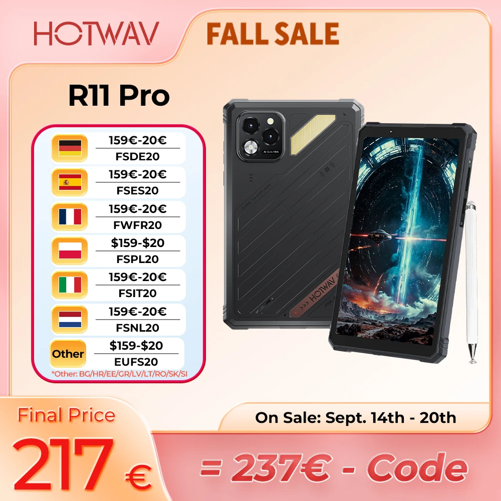Hotwav Nueva Tablet Resistente R11 Pro 2026 con IP68 e IP69K, Batería Masiva de 10150 mAh, Carga Rápida de 20 W, Pantalla HD de 8.7'' y 120 Hz, Súper 