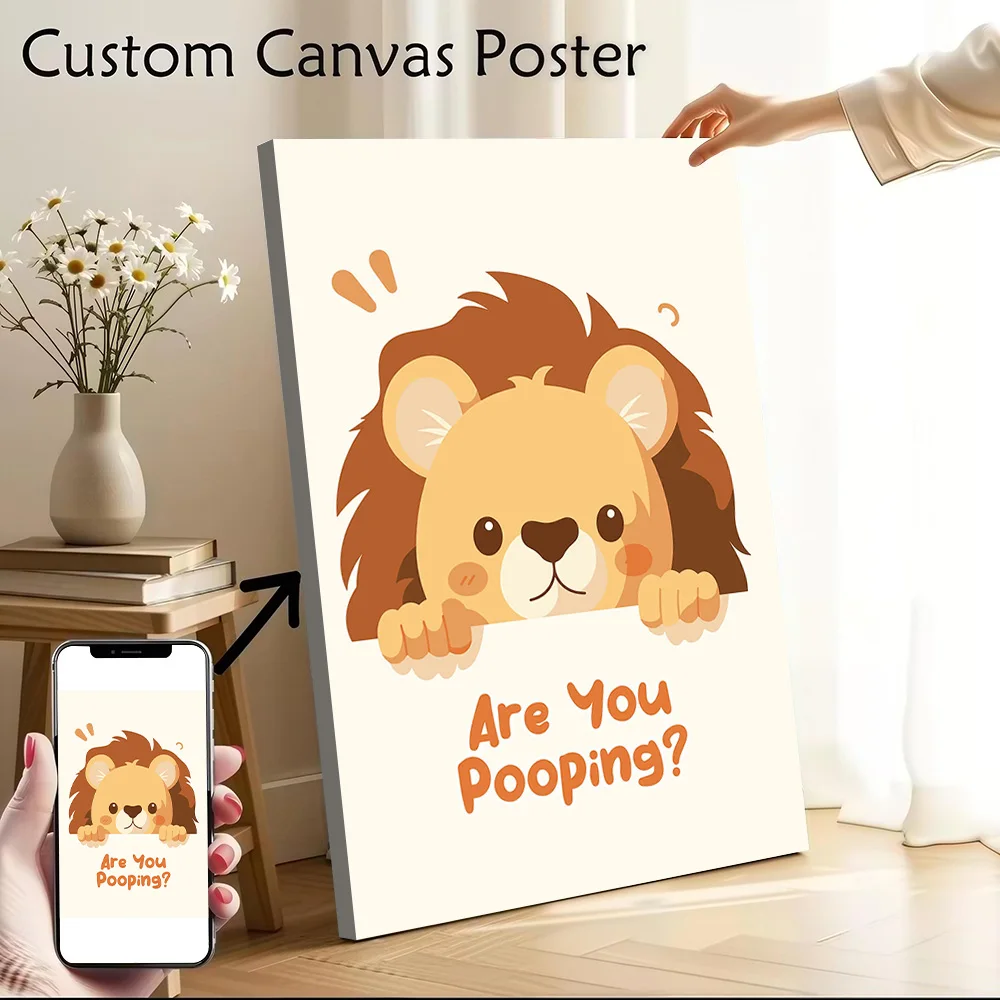 Cartoon Lion With Funny Question Canvas Wall Art Poster Custom Photo Print Modern Painting for Fans Home Decoration Ornaments