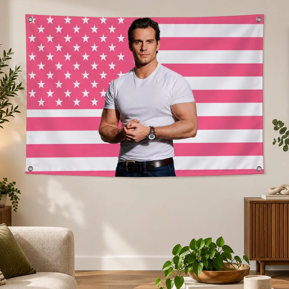 Actor British Hollywood Action Film H-Henry Cavill Flags Banner Decor for Bedroom,Garden,Party,Club,Indoor Outdoor, Fan Gift