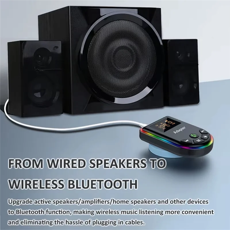 

-A99Z Bluetooth 5.3 передатчик приемник светодиодный дисплей TF карта Play RCA 3,5 мм AUX HIFI аудио адаптер для автомобиля ПК ТВ наушники