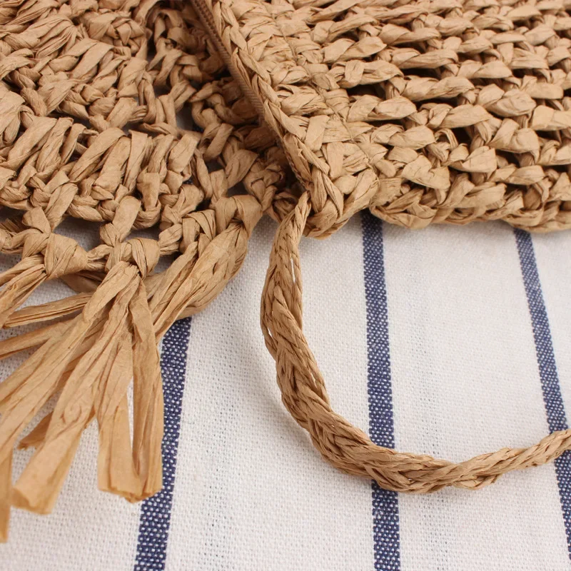 Summer Straw Bags For Women Handmade Tassel Beach Bags 2022 Raffia Rattan Woven Handbags Vacation Shoulder Crossbody Bags Clutch