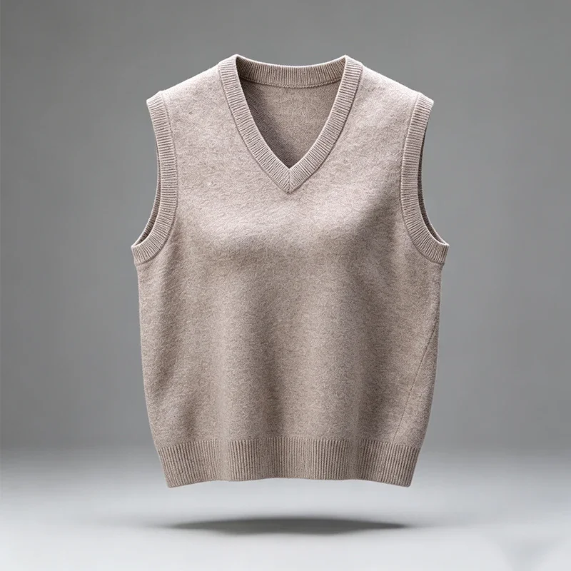 Mens V Neck Sleeveless Knit Vest Skin Friendly Soft Texture Slim Silhouette All Match Casual Male Layering Apparel