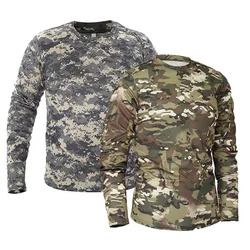 Long Sleeve Camouflage T-shirt Men's Tactical Quick Dry Hiking Outdoor T Shirts Spring & Autumn Shirt Camping Clothing