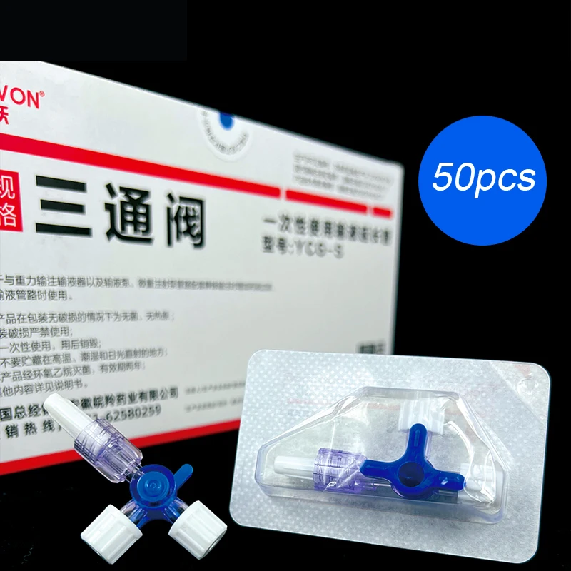 50pcs Disposable Medical Valve 3-Way Stopcocks with Luer Connections Male Lock for School Projects