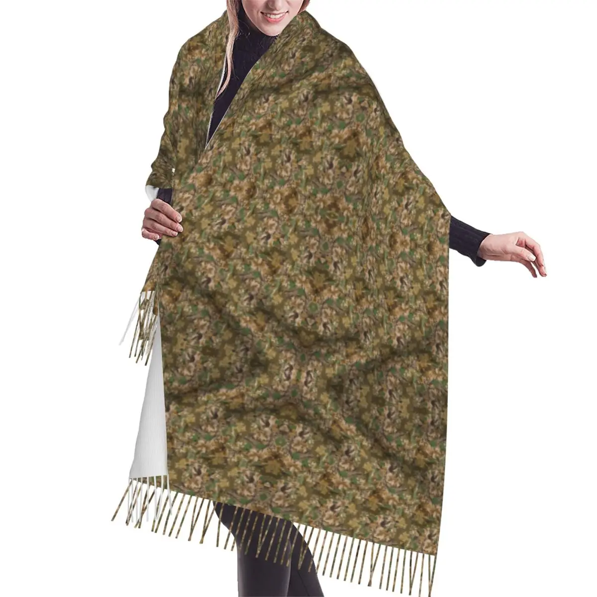 

Шарф из настоящего дерева, шарфы с кисточками для женщин, мягкие теплые шали и накидки, большая осенне-зимняя шаль