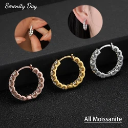 Serenity 2.6ct All Moissanite Earrings For Women Men Sparkling 3mm D Color Hoop Earrings S925 Sterling Silver Stud Ear Jewelry