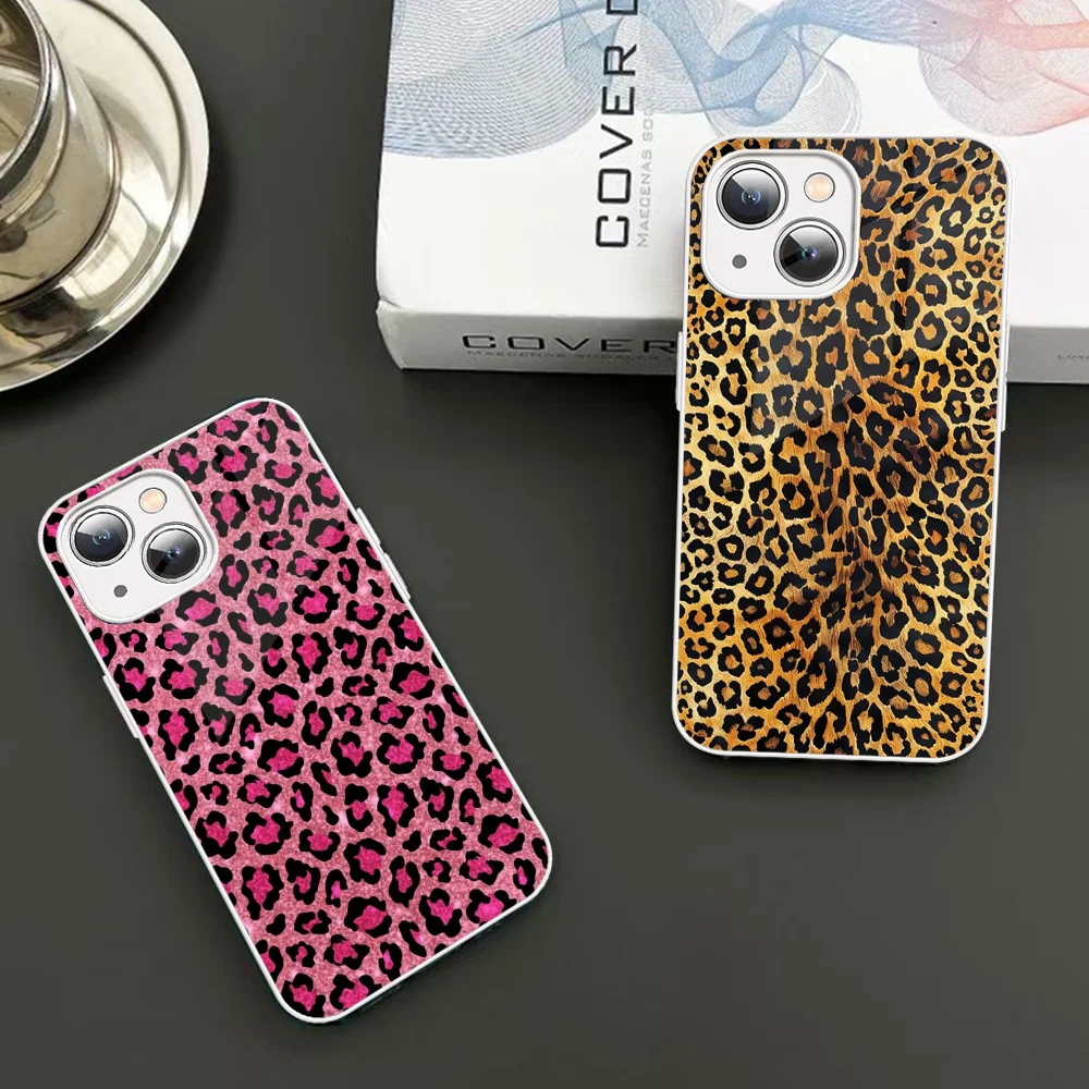 

Luxury Leopard Print Tiger pattern Phone Case Tempered Glass For iphone 14 13 12 11 Pro Mini XS MAX 14Plus X XS XR Fundas