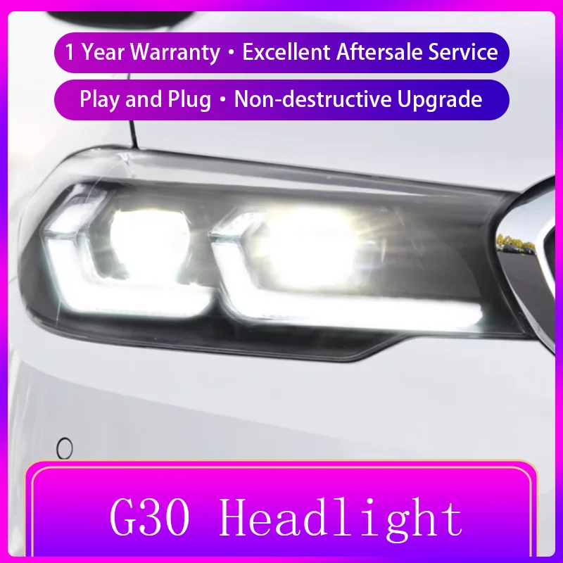 Car Accessory For BMW 2018 2019 2020 5 Series G30 G38 525 528 530 Front Lamp DRL Headlight Dynamic Highlight LED Projector Lens