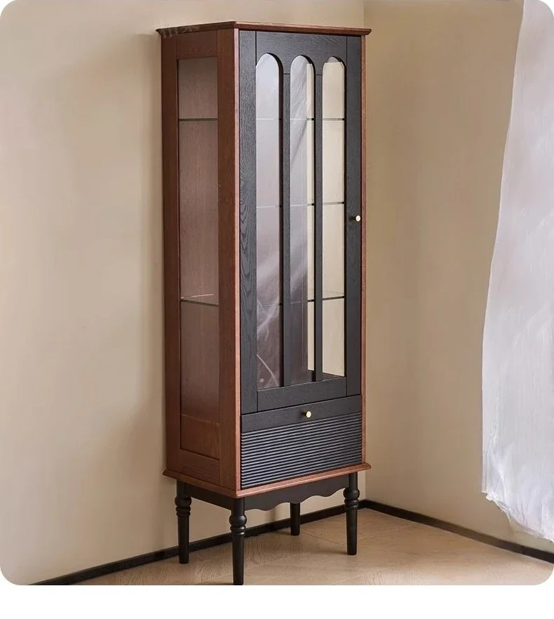 

Solid wood combination high and low cabinet wine cabinet glass door small apartment display cabinet