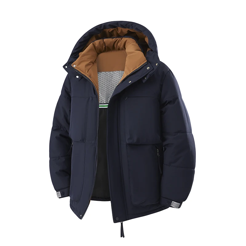 Winter Men Outdoor Removable Hooded Windbreak Jacket Coats Men Warm Outwear Casual Solid Parkas Cotton-padded Overcoat