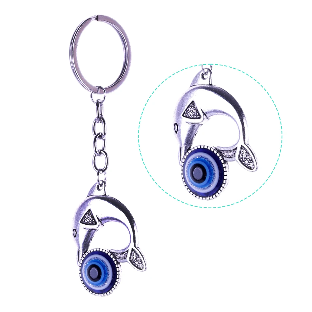 Dolphin Blue Eye Greek Turkish Lucky Pendant Evil Eyes Amulet Porpoise Animal Bag Charm Keychain Holiday Party Room Decor Gifts