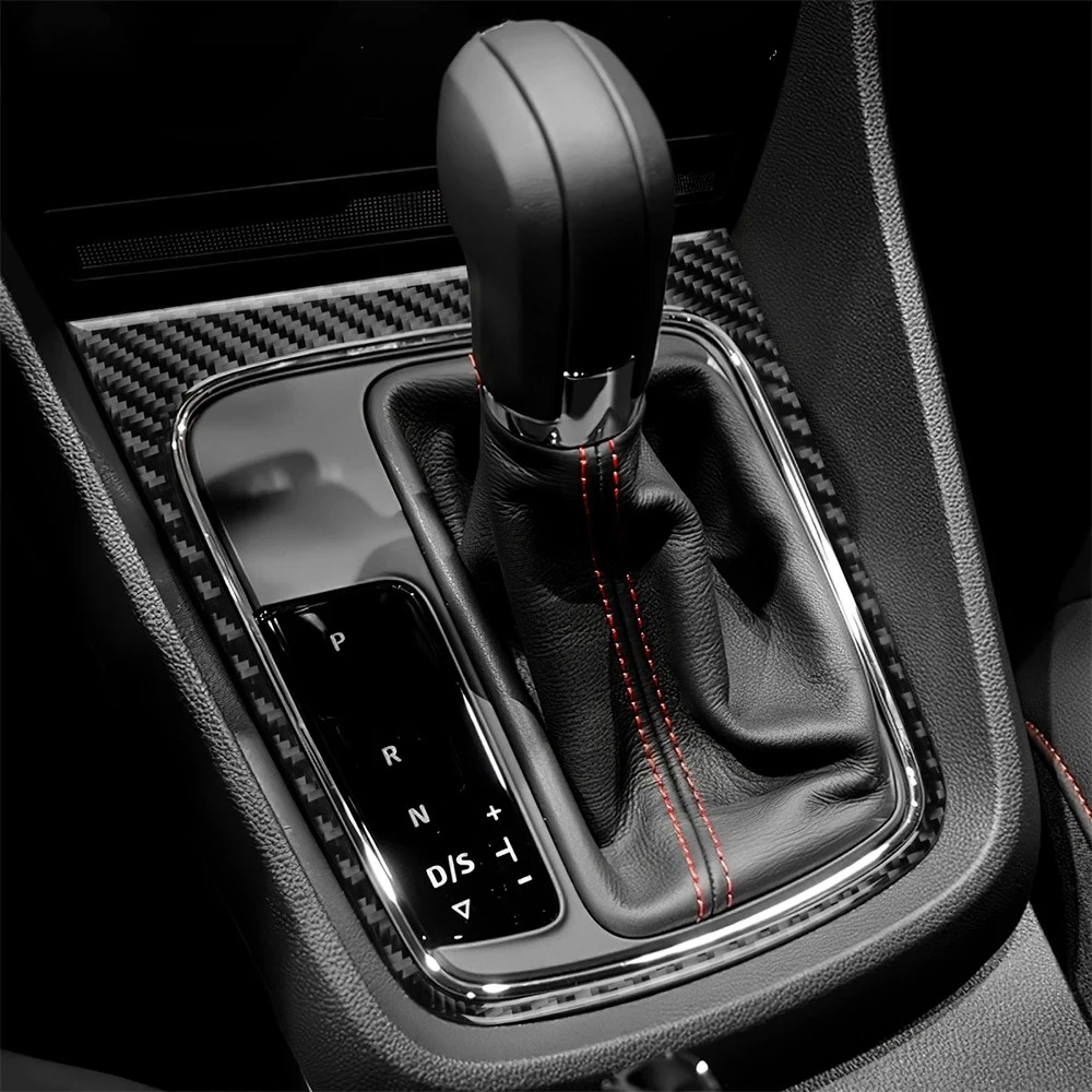 For Seat Leon MK3 2013 2014 2015 LHD RHD Real Soft Carbon Fiber Sticker Car Gear Shift Frame Panel Trim Interior Accessories view 5